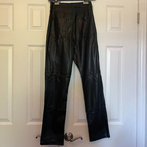 NWT Dynamite Gisele Faux Leather Straight Leg Pants - Jet Black - Size 2 - Picture 3 of 4